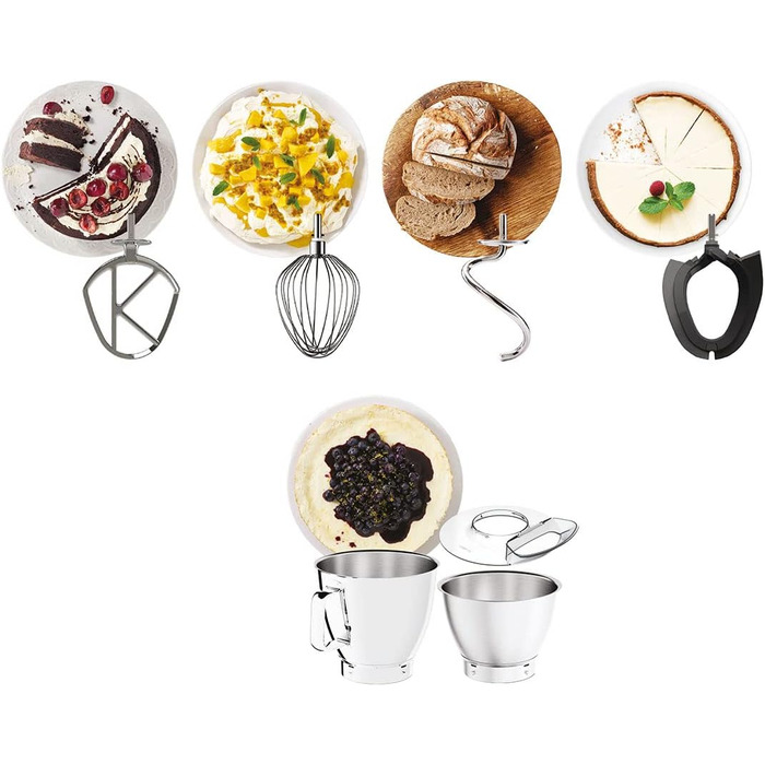 Кухонний комбайн Kenwood Titanium Chef Baker XL KVL85.004SI з вбудованими вагами, чашею 7 л, блендером та набором насадок (вінчик, гак, міксер), 1200 Вт, сріблястий