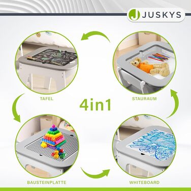 Дитячий комплект сидіння Juskys Milou - Комплект з 2 стільцями та 1 столом - Дерев&39яний дитячий стіл - Ігровий стіл з місцем для зберігання - Комплект сидіння для дітей, Художній стіл - Сірий