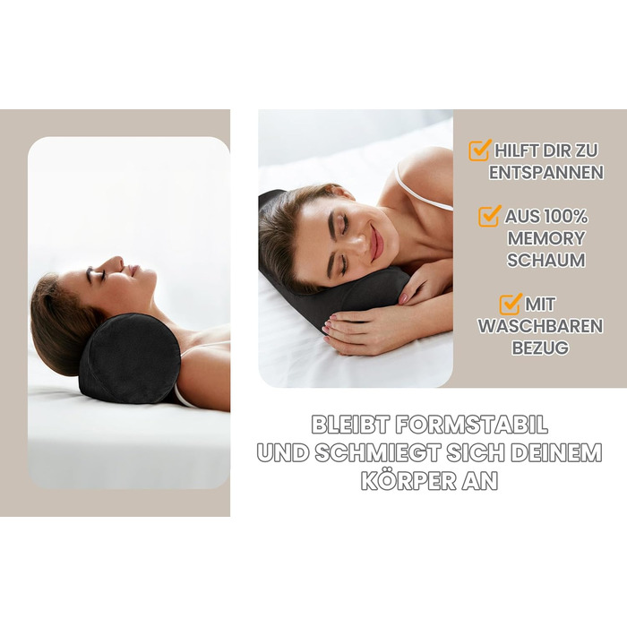 Дитячий валик для шиї Totsy з чохлом, валик для йоги, валик для колін, позиціонувальний валик, оксамит 40x15 см - подушка для шиї, валик для подушки, валик для йоги, подушка для колін, декоративна подушка та маленька подушка, довгий валик, чорна подушка