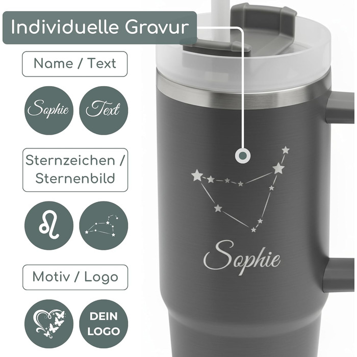 Персоналізована термокружка з ім&39ям Кухоль з нержавіючої сталі з гравіюванням 900 мл Персоналізований термос Персоналізована кавова кружка з трубочкою та кришкою (бежевий)