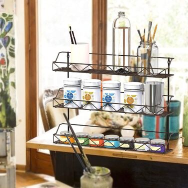 Настінні підставки для спецій Bomblap, набір з 2 шт. , великий органайзер для спецій для зберігання в банках, вузькі металеві, настінні підставки для спецій для кухонних стін або дверей шаф (чорні)