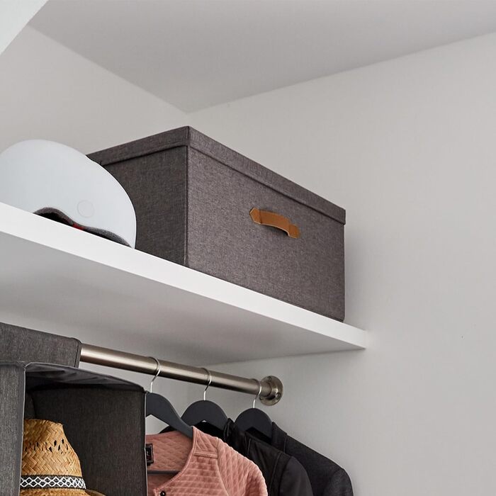 Коробка для зберігання преміум-класу LOVE IT STORE IT з кришкою - Коробка з лляної тканини - Велика та міцна коробка - Сірий - 54x40x25 см