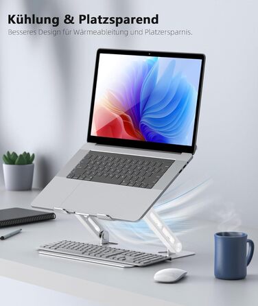 Підставка для ноутбука BoYata з регульованою висотою, ергономічна, з вентиляцією для столу, сумісна з MacBook Pro/Air, Dell, HP, Acer та іншими ноутбуками 10-17 дюймів