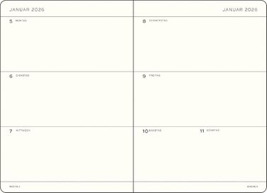 Тижневий календар середнього розміру (A5) 2026, 12 місяців, м&39яка обкладинка, порто-червоний, німецький порто-червоний середній розмір (A5), 1917 372557