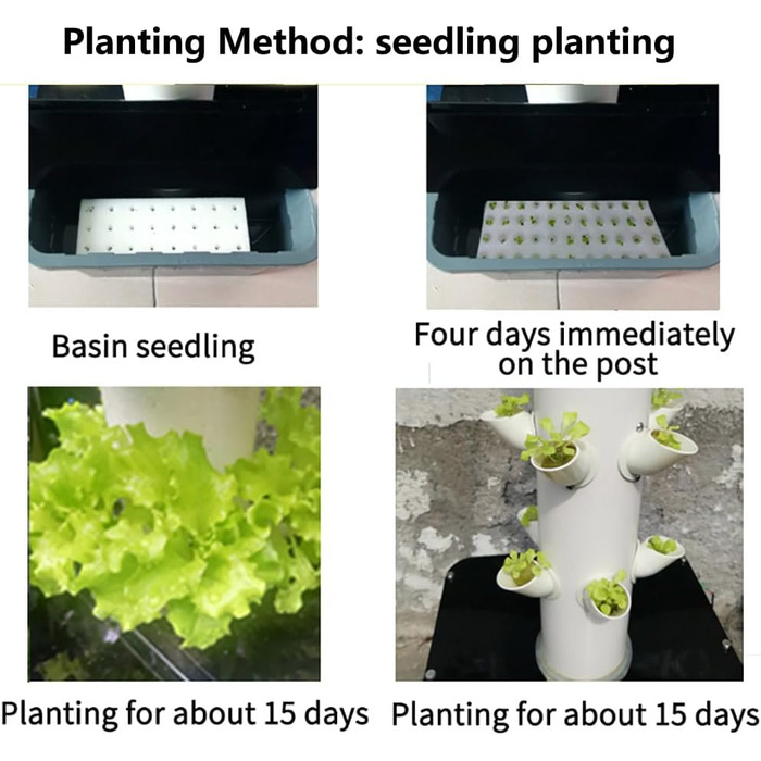 Стручків Hydroponics Tower Garden Система гідропонного вирощування. Набір для аеропоніки для вирощування трав, фруктів і овочів з гідратаційним насосом, адаптером, сітковими горщиками, таймером для трав, фруктів, 30