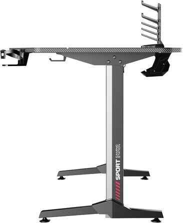 Ігровий стіл Т-подібної форми, великий ігровий комп&39ютерний стіл, робочий стіл з килимком для миші, підставкою для склянок та гачком для навушників, 160x70x75 см, чорний BHEU-NE-1675