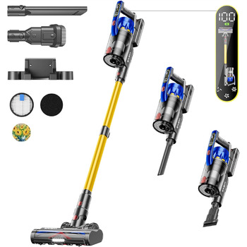 Акумуляторний пилосос Anyson, 45KPA/550 Вт, час роботи 60 хвилин, подвійна ручка, 1,5 л пилосос, OLED-дисплей для твердої підлоги/