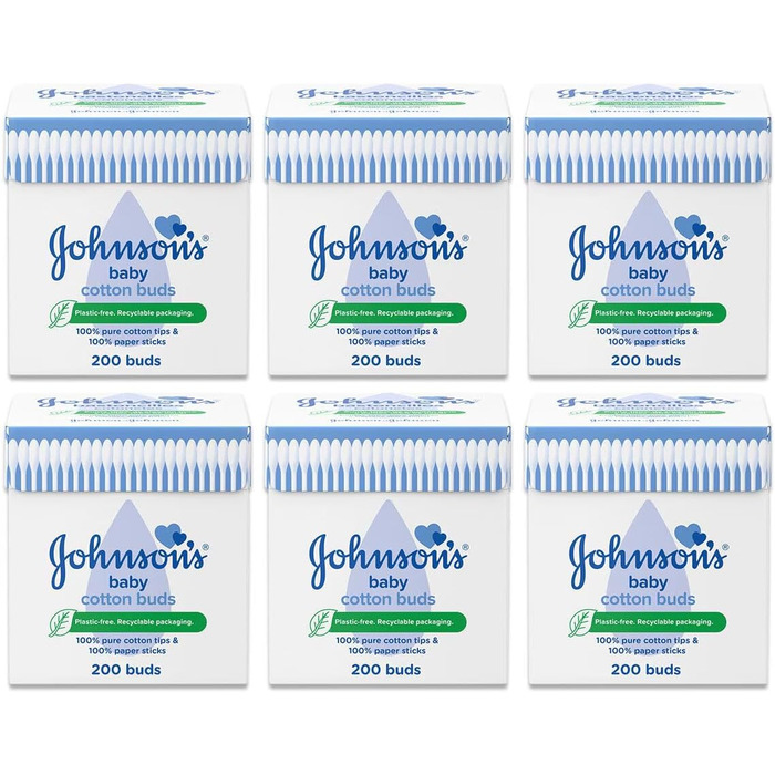 Ватні палички Johnson's Johnsons (200) в упаковці 6 шт.