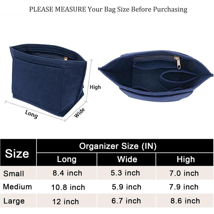 Вставка-органайзер для гаманця з фетру для сумочки Longchamp Le Pliage L (темно-синя, велика) Велика Темно-синя