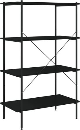 Полицьна книжкова шафа, окремостояча полиця, офісна полиця, побутова полиця, настінна полиця для зберігання речей, полиця для файлів, складська полиця, чорна, 80x40x130 см, чорний, 130 см, 3-