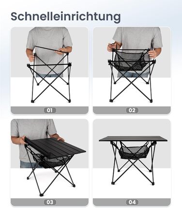 Стіл для кемпінгу OneTigris SWIFLY, алюмінієвий, складаний, маленький розкладний стіл, надлегкий портативний вуличний стіл, складний стіл, вантажопідйомність до 30 кг для використання на свіжому повітрі, для походів (56x40,5x39,5 см)
