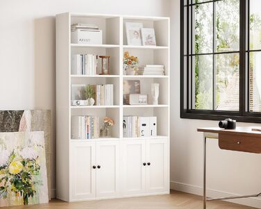 Книжкова шафа Coleshome з дверцятами, 6-ярусна полиця, 48 x 24 x 176,4 см, Полиця для зберігання та демонстрації у вітальні, домашньому офісі, офісі, спальні, біла, 6 ярусів, 48 x 24 x 176,4 см
