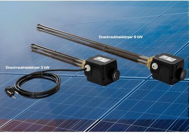 Електричний нагрівальний елемент 3 кВт, різьба 1 1/2&quot, регульований, для вкручуваних нагрівальних елементів, сонячний