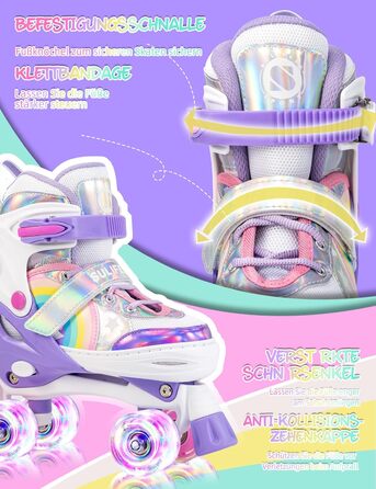 Дитячі роликові ковзани SULIFEEL Rainbow Unicorn Регульовані роликові ковзани з підсвічуванням для дівчаток та хлопчиків фіолетові
