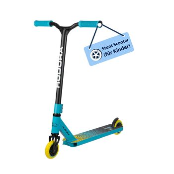 Трюковий самокат HUDORA Stuntscooter для дітей кермо 360, підшипники ABEC 9, міцний корпус, світло-блакитний, універсальний розмір