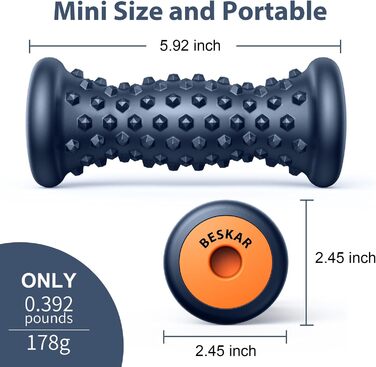 Масажний ролик для ніг при підошовному фасціїті, портативний гумовий масажний ролик для полегшення болю в склепінні склепіння стопи Масажер ролик для болю в склепінні стопи, болю в п'ятковій шпорі, зняття стресу, нейропатії (темно-синій)