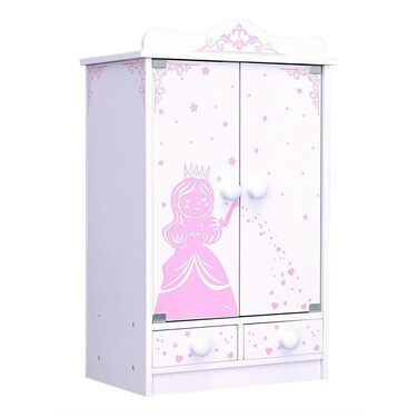 Дитяча шафа habeig XXL, висота 52 см, настінна шафа, підвісна шафа, біла, 2 двері, шафа для ляльок (рожевий/білий 833)