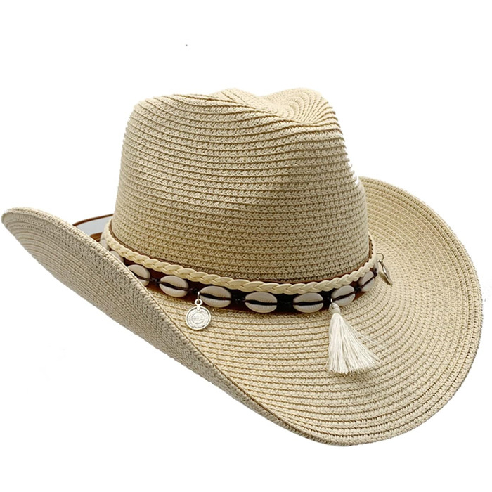 Ковбойський капелюх Willheoy Солом&39яний капелюх Жіночий чоловічий Капелюх від сонця Літній пляжний капелюх Вестерн Капелюх Панама Капелюх Унісекс Ковбойський капелюх Складний солом&39яний капелюх Літній капелюх з полями Один розмір Бежевий 4
