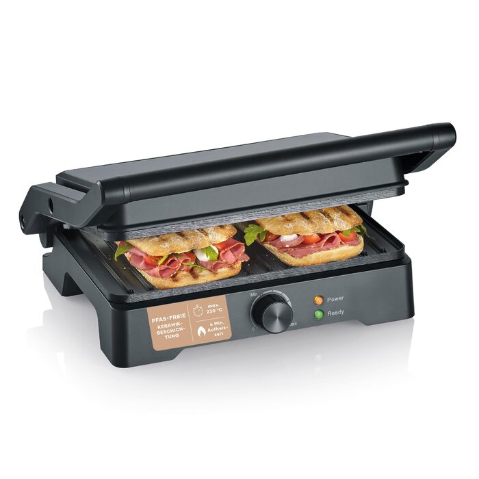 Мультигриль Severin KG2391 XL, 1800 Вт, робоча поверхня 28x17 см, розкладний на 180