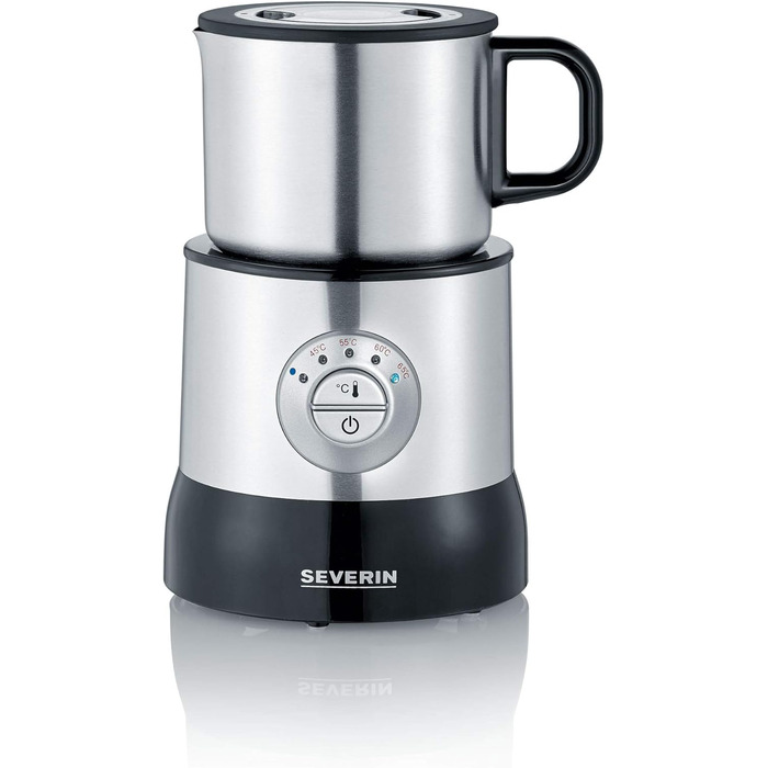 Індукційний спінювач молока SEVERIN, електричний спінювач молока без обпалення, можна мити в посудомийній машині, з матової нержав