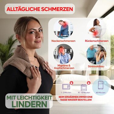 Подушка для шиї та плечей MAYSON з вишневими кісточками для мікрохвильової печі - Зернова подушка з лавандою - XXL тепла подушка з коміром-стійкою - Ароматерапія для релаксації