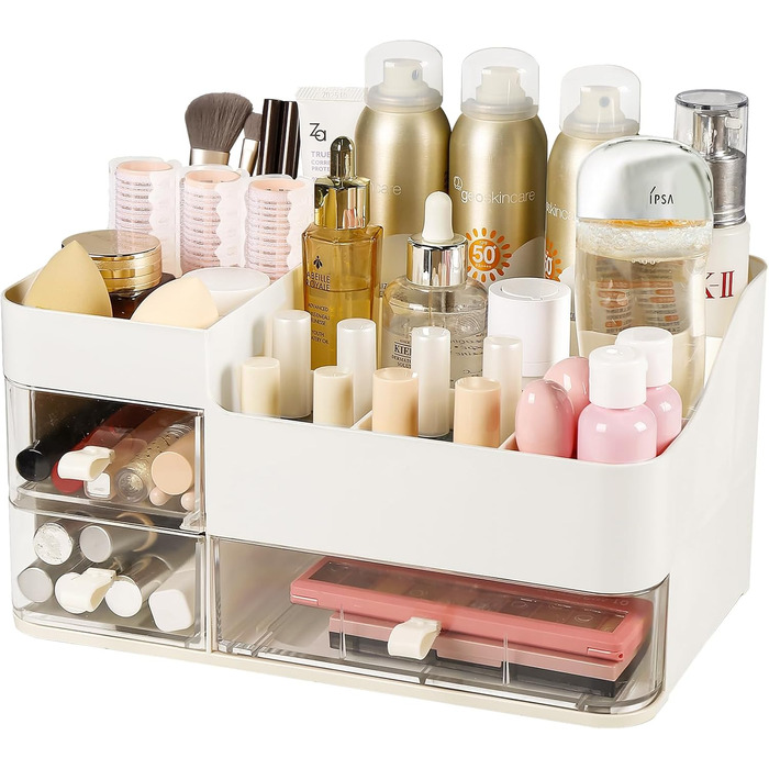 Організатор для косметики Greentainer з шухлядами, косметичний органайзер з 8 відділеннями і 3 шухлядами для помади, щіток, лосьйо