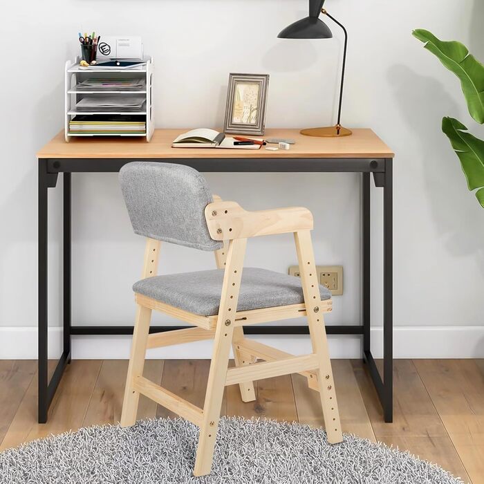 Обідній стілець OHMG зі спинкою та підлокітниками, сучасний кухонний стілець, крісло, дерев&39яний дитячий стільчик, крісло-реклайнер, стілець для вітальні, регульована спинка, базовий дитячий стільчик (1, сірий) 1 сірий