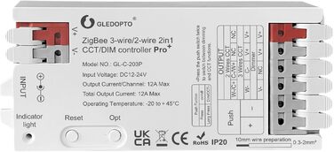 Контролер світла GLEDOPTO ZigBee 3.0 Pro WWCW 2 в 1 CCT Dimmer 12A Max H/ue Alexa Homey Tuya Smart Life APP Control 2 в 1 світлодіодний контролер