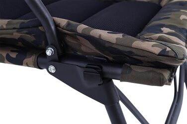 Рибальське крісло XL, вантажопідйомність 150 кг, коропове крісло з підлокітниками, складне, зручне рибальське крісло з підлокітниками та регульованою висотою сидіння (від 42 см до 55 см), кемпінгове крісло з надзвичайно широким сидінням