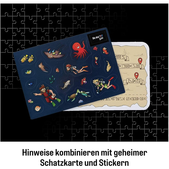 Три слідчі Kids - Crime Puzzle - Attention, Sea Monsters by KOSMOS 680664, 150 деталей, Світиться в темряві, Читання, Пазли, Розга