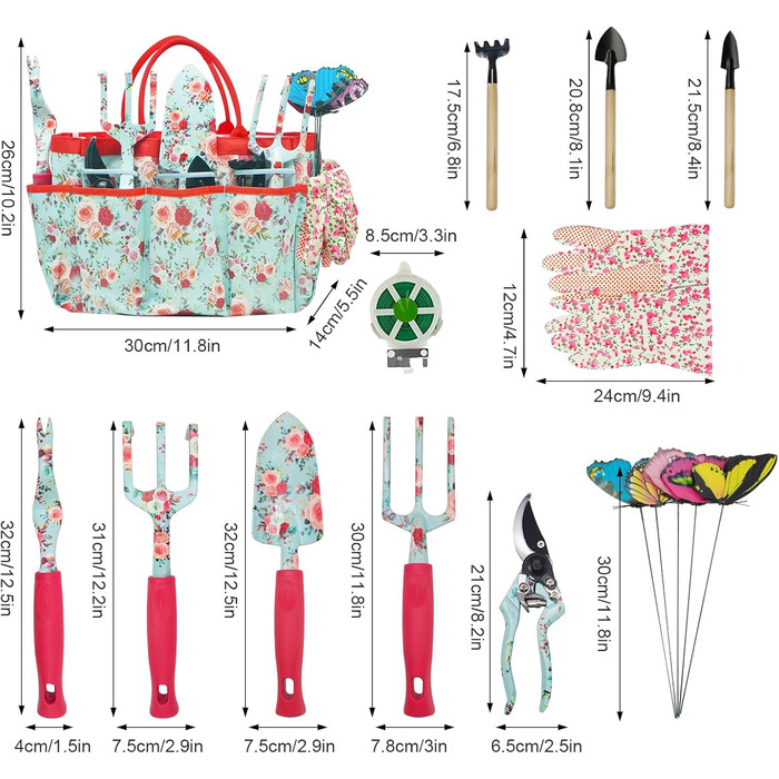 Набір садових інструментів Gartenwerkzeug, 16 предметів подарунковий набір для квітів та саду, з ножицями для обрізки та сумкою для зберігання. Ідеальний подарунок для садівників та садівниць.