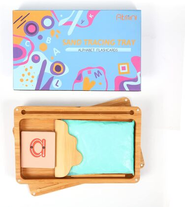 Розвиваюча іграшка з піску Монтессорі. Деревяний столик із піском Монтессорі для раннього розвитку моторики у дітей (синій)