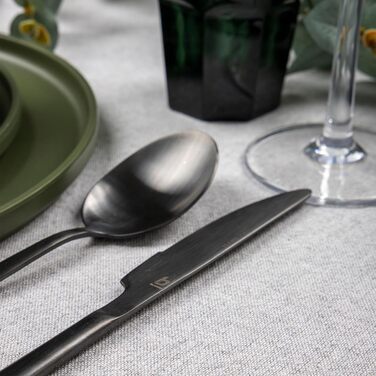 Набір столових приборів для кемпінгу Bo-Camp, набір дорожніх столових приборів Corson, столові прибори для їжі з нержавіючої сталі, 16 предметів, чорний колір