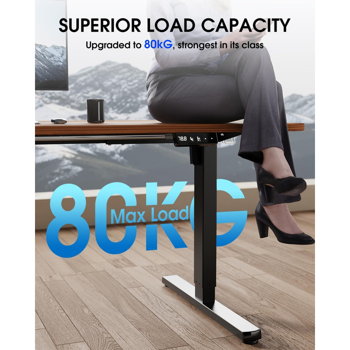 Каркас столу з регулюванням висоти та кабельним лотком, електрично регульований по висоті каркас столу з потужним двигуном, контролером пам&39яті та функцією захисту від зіткнень (чорний)