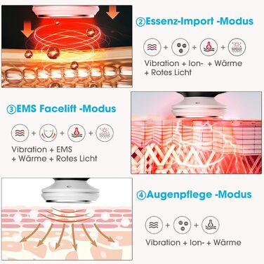 Ультразвуковий апарат Косметичний масажер для обличчя з глибоким очищенням, іонною терапією, підтяжкою обличчя, доглядом за очима, 2 світлотерапіями, термотерапією, мікровібраціями для підтяжки шкіри, омолодженням 03 Ультразвуковий апарат для обличчя
