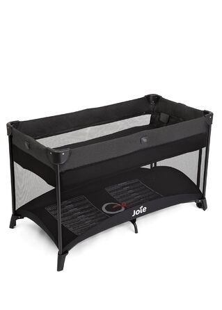 Дорожнє ліжечко Joie Allura 120, компактне, складне, знімне, з блискавкою збоку, з матрацом та сумкою для перенесення, від народження до 3 років (0-15 кг), колір Shale