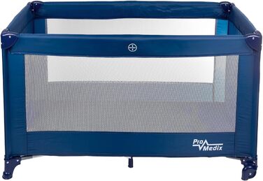 Складане дитяче ліжечко-переноска PR-803 з сумкою та боковим входом, підходить для немовлят та малюків, 2 колеса, 125x65x74 см (синє)