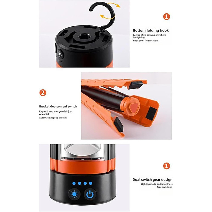 Робочий ліхтар-штатив водонепроникний магнітний дизайн, портативний аксесуар для ліхтаря, спорядження для кемпінгу, нічний ліхтар для пригод Водонепроникний магнітний робочий ліхтар-штатив пропонує регулювання