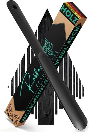 Дерев'яний ріжок для взуття Robfox чорний I 43 см ДОВГИЙ І НАДЗВИЧАЙНО СТІЙКИЙ I Довгий дерев'яний ріжок для взуття I Компактний р