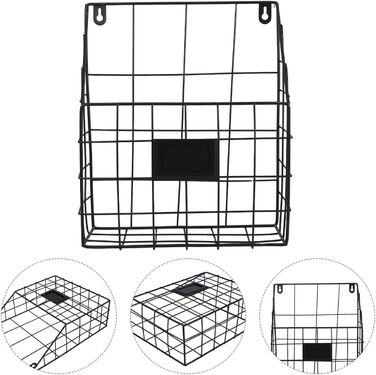 Настінний кошик Toyvian з металу та заліза, кований настільний органайзер для настінного кріплення, кошик для зберігання журналів та книг, настінна полиця для кухні, офісу, ванної кімнати