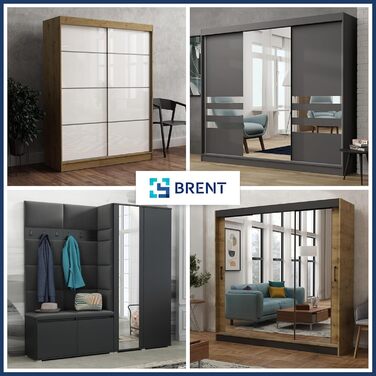 Шафа-купе Brent - Emily з розсувними дверима, шириною 250 см, шафа для спальні з 1 рейкою для одягу та полицями для одягу, шафа Artisan Oak 250 см Artisan Oak