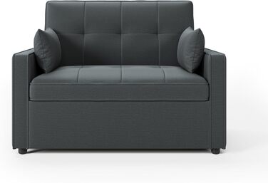 Диван-ліжко 186 x 122 см з 5-позиційним регулюванням спинки, диван-ліжко 3-в-1 з подушками та бічною кишенею, сірий лляний диван для гостьових кімнат та невеликих приміщень