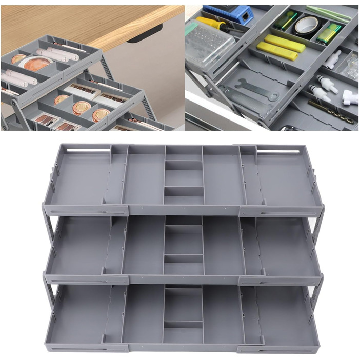 Органайзер для шухляд, однорядний, розширюваний, складаний, органайзер для ювелірних виробів, лоток, для зберігання сережок, вітрина для косметики, пластик (3 шари)