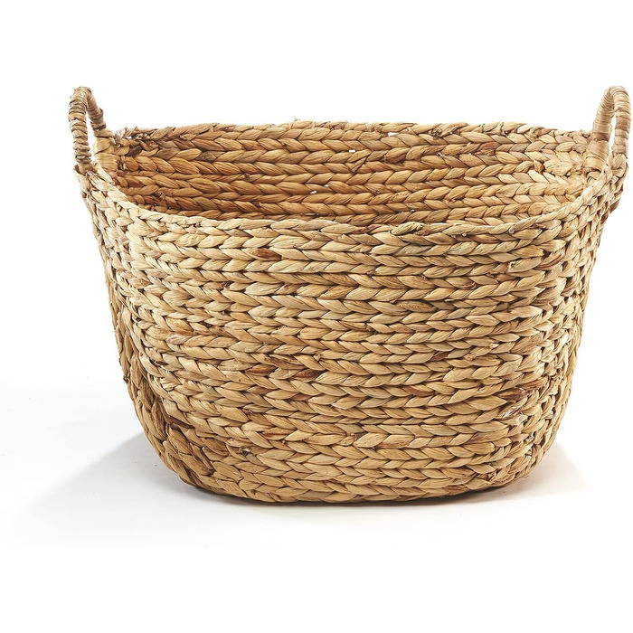Кошик Kobolo з водяним гіацинтом та ручками - 56x40x34 см - коричневий - великий плетений кошик для зберігання білизни, книг та газет - стильний органайзер XL, міцний та виготовлений вручну 56x40x41 см