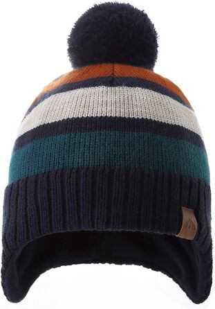 Зимова шапка-вушанка з помпонами для дівчаток, в&39язана, розмір 51, комплект у зелену смужку