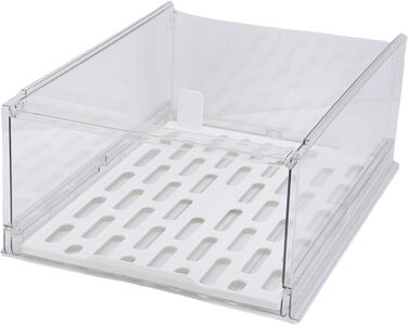 Прозора, штабелювана шафа-коробка для зберігання, полиця з ПЕТ, органайзер, шухляда, гардеробна, буфет, контейнер для спальні, кухні, 41,9 x 30,5 x 16,5 см