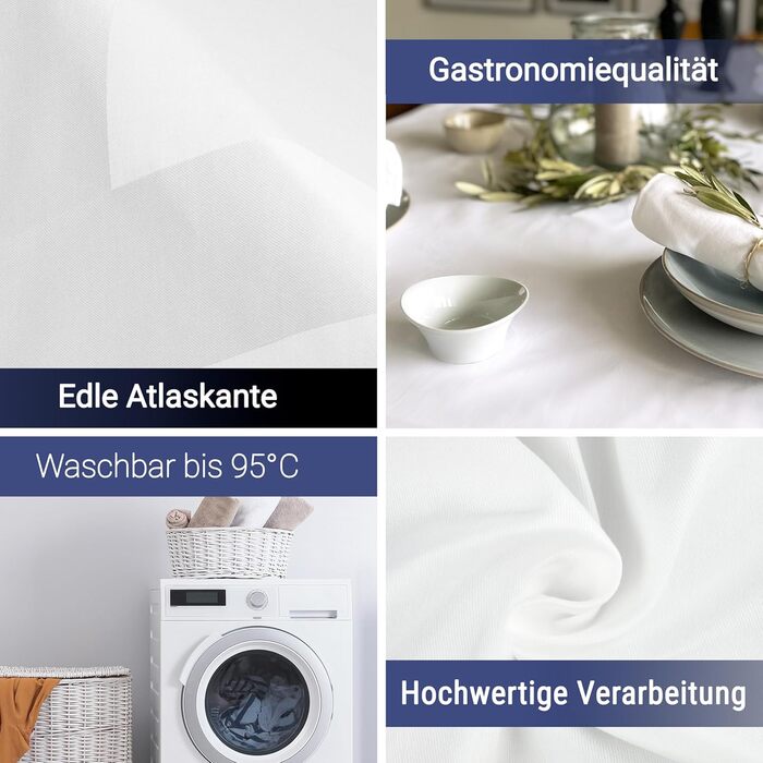 Скатертина ZOLLNER розміром 130х220 см (після прання) - міцна та зносостійка бавовняна столова білизна - шовковистий, блискучий ат