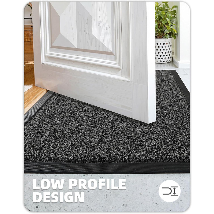 Килимок для вулиці COLOR&GEOMETRY брудозахисний килимок для використання всередині та зовні приміщень, стійкий до атмосферних впливів, міцний, миється ефективний брудозахисний килимок для вхідних дверей, входу, патіо, саду, темно-сірий 691 см (прямокутний