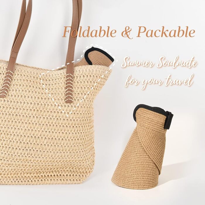 Жіночий сонцезахисний капелюх із захистом від ультрафіолету, солом&39яний капелюх UPF 50, літній капелюх, складний пляжний капелюх з козирком, хакі, один розмір