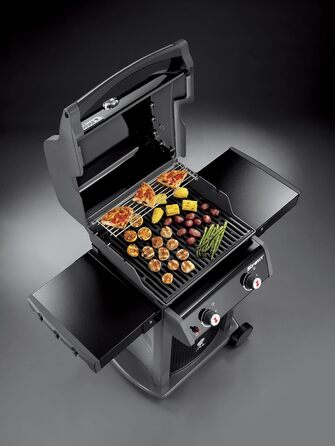 Газовий гриль Weber Spirit E-210 Classic, 2 пальники, площа гриля 51 x 46 см, решітка для підігріву, термометр на кришці, 2 колеса чорний/сріблястий (1500833)